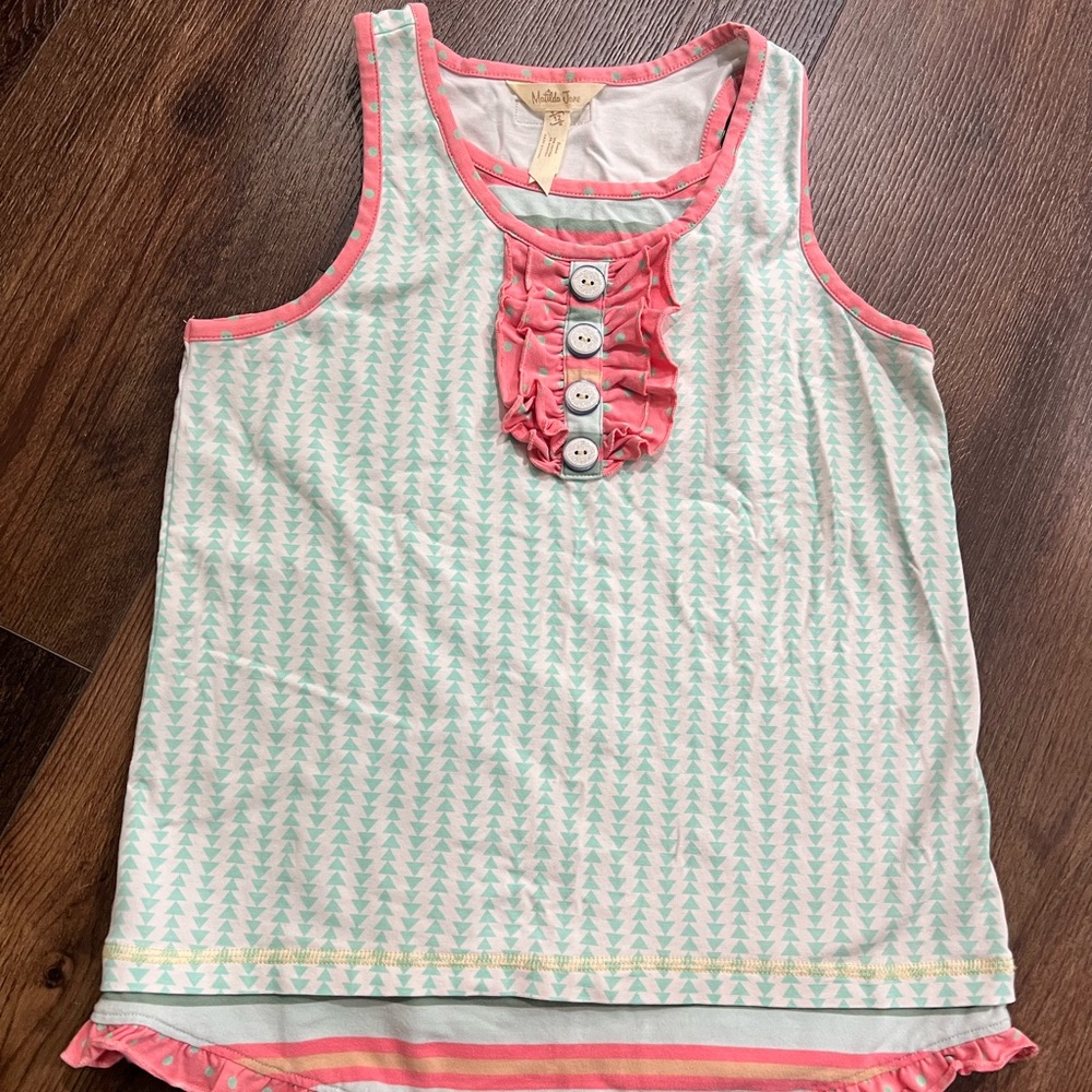 Matilda Jane Pink and White Tank Top Sz 12